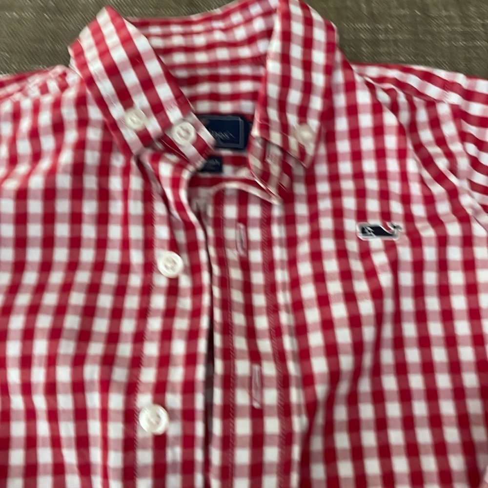 Vineyard Vines Red and White Checkered Shirt